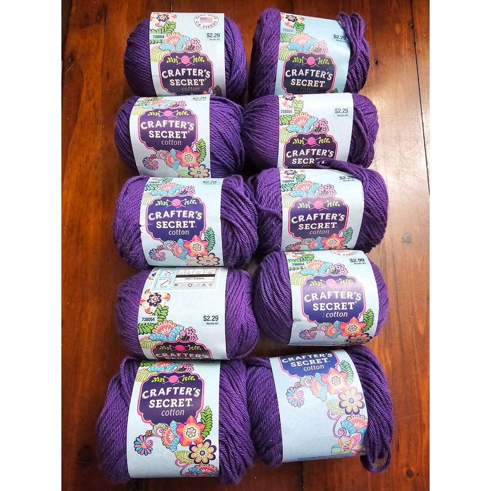 Crafter's Secret Cotton Yarn Purple 10 Skeins  Medium‎ Weight Hobby Lobby
